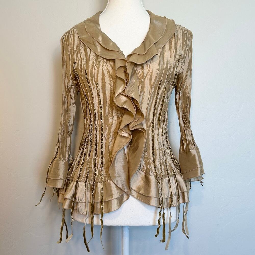 Vintage Pleated Ruffle Top